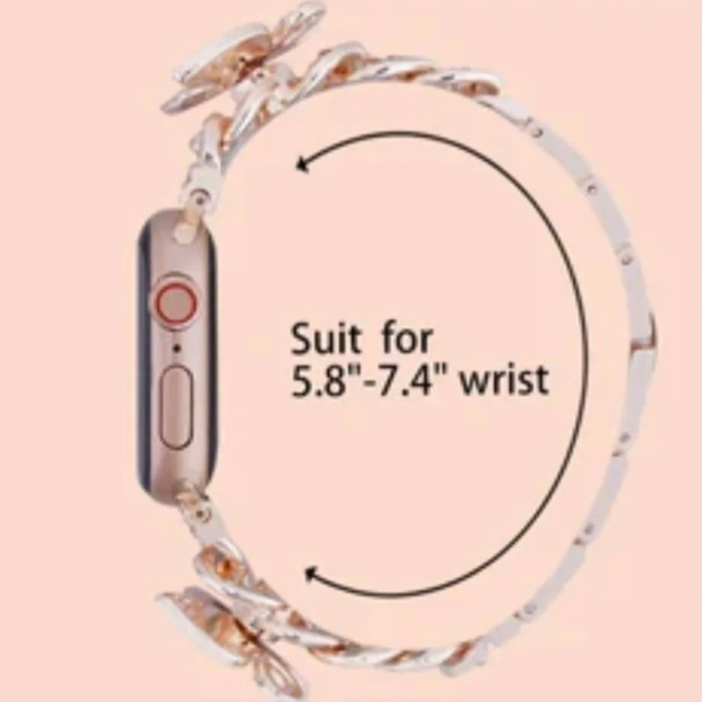 Apple Watch Metal Band in Twirl Butterfly with Bling Rhinestone in Rose Gold